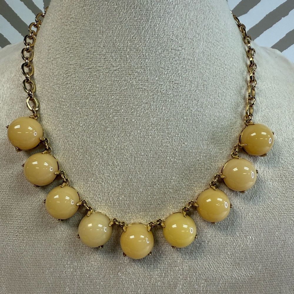 J Crew Gold Beaded Stone Necklace